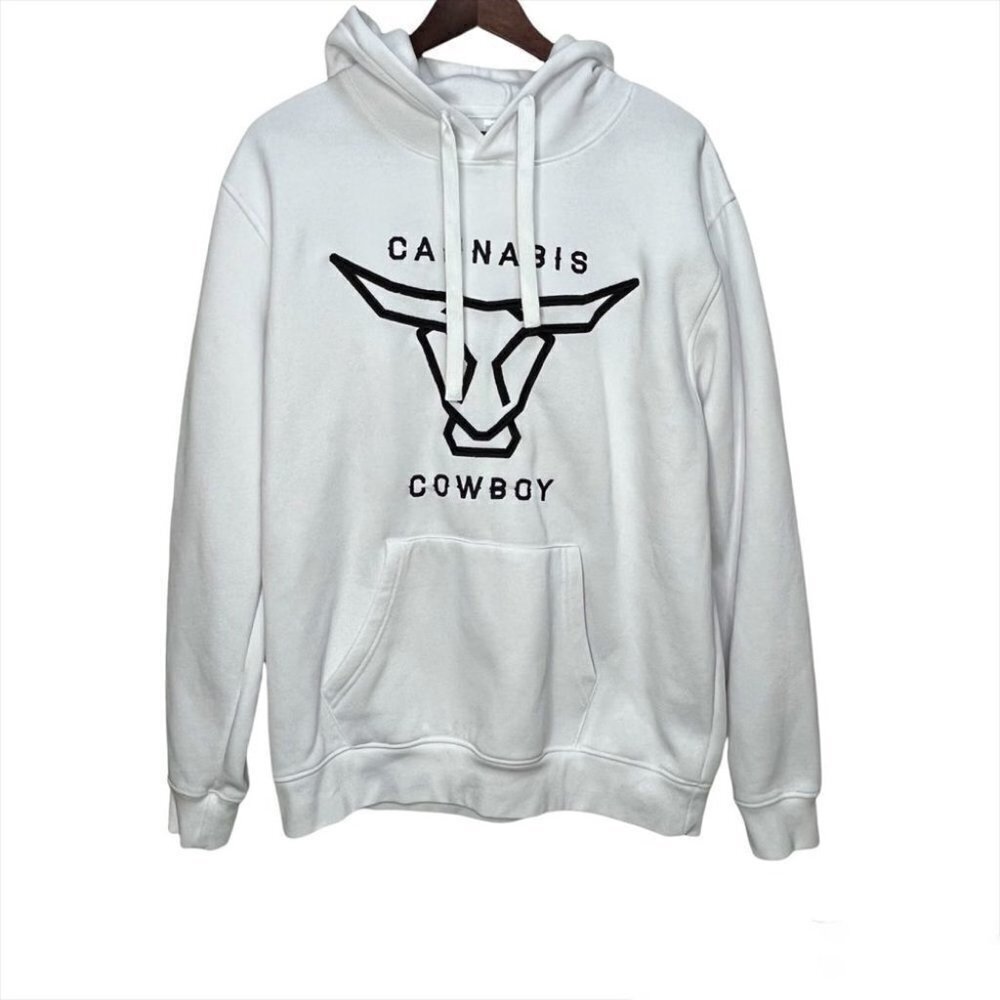 Cannabis Cowboy White Hoody Sweater Size Large